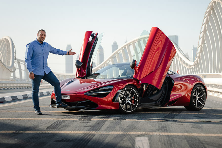 mclaren 720s spider for rent in dubai cover with boss